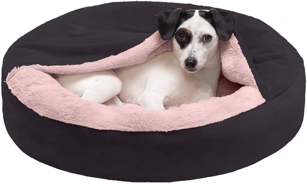 Round Snuggery Hooded Fabric Dog Bed