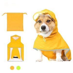 Luccalily Dog Raincoat with Belly Strap and Leash
